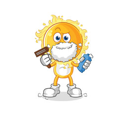sun shave facial hair vector. cartoon character