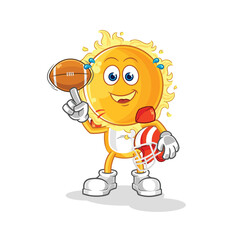 sun playing rugby character. cartoon mascot vector