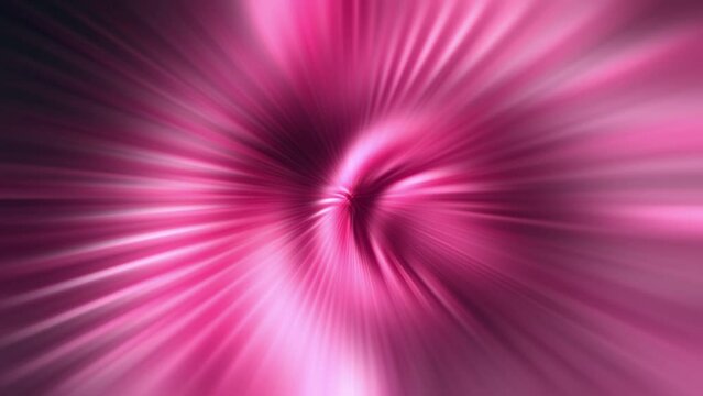 Animation of beautiful pink center light radial shine ray background. Abstract motion background with shining lights. 