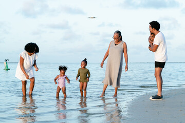 Large family on the beach