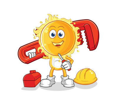 sun plumber cartoon. cartoon mascot vector