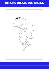 Shark Drawing skill for Kids. Shark drawing skill book for relax and meditation.