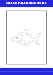 Shark Drawing skill for Kids. Shark drawing skill book for relax and meditation.