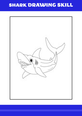 Shark Drawing skill for Kids. Shark drawing skill book for relax and meditation.