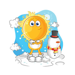 Obraz na płótnie Canvas sun in cold winter character. cartoon mascot vector