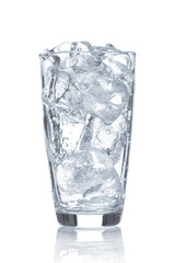 Glass with ice isolated on white background.