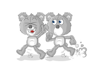 koala play chase cartoon. cartoon mascot vector