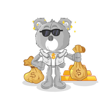 recommend clip art: koala rich character. cartoon mascot vector