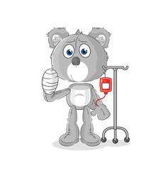 koala sick in IV illustration. character vector