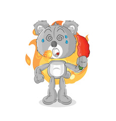 koala eat hot chilie mascot. cartoon vector