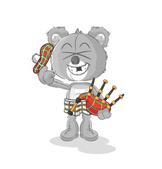 koala scottish with bagpipes vector. cartoon character