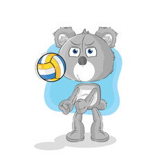 koala play volleyball mascot. cartoon vector