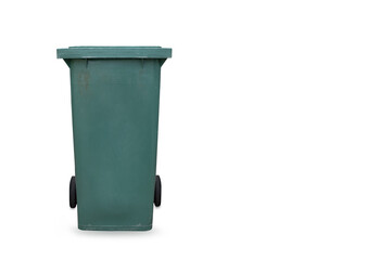  Green  garbage bin isolated on white background