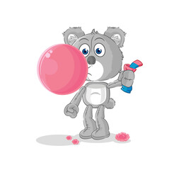 koala chewing gum vector. cartoon character