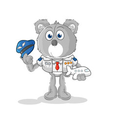 koala pilot mascot. cartoon vector