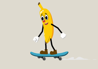 A banana moving with its skateboard