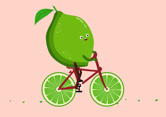 A green lime on a bicycle