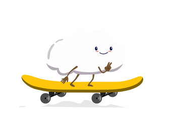 A cloud character on a skateboard