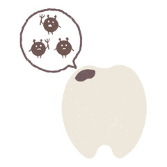 手描きのむし歯になった歯