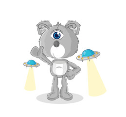 koala alien cartoon mascot vector