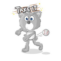 koala throwing baseball vector. cartoon character