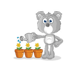 koala watering the flowers mascot. cartoon vector