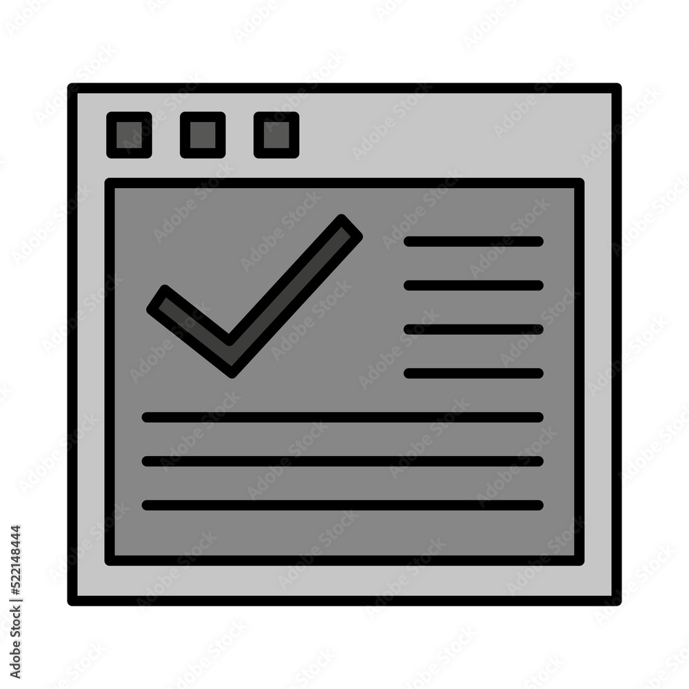 Aufkleber checkmark browser window icon. online concept. internet application. vector illustration. stock imag