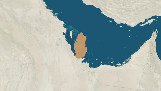Zoom in to the map of Qatar with text, textless