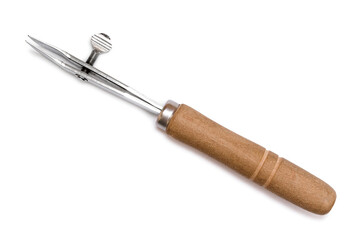 Adjustable Edge Creaser tool isolated on white background. Leather crafting tool.