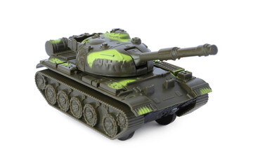 Obraz premium One toy military tank isolated on white
