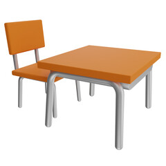 Chair and Table 3D Illustration