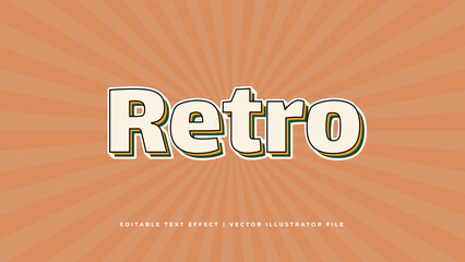 Retro vintage text effect template with 3d style editable font effect for illustrator
