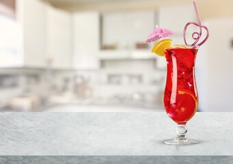 Slushie. Sweet Shaved ice fruit drink. Refreshing summer iced drink.