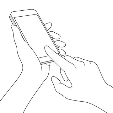 Illustration touching smartphone screen with index finger