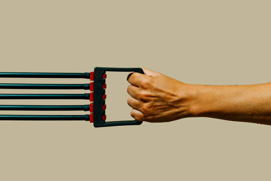 man using a fitness expander