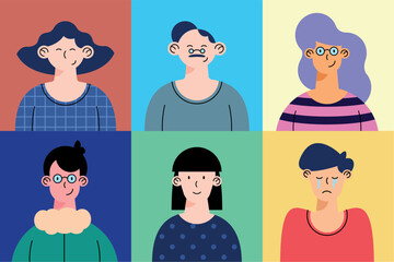 Fototapeta premium six persons characters