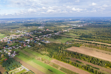 Luftaufnahme von einem Dorf in Polen in der Nähe Czestochowa - obrazy, fototapety, plakaty