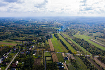 Luftaufnahme von einem Dorf in Polen in der Nähe Czestochowa