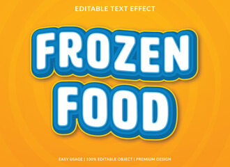 frozen food editable text effect template with abstract background style use for business logo