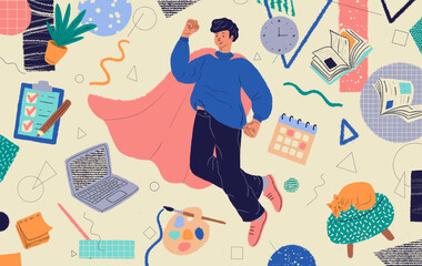 Employee value and work-life balance illustration concept