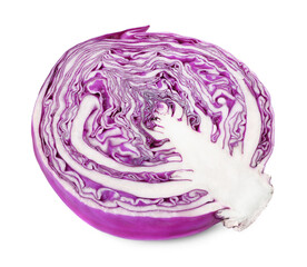 Fototapeta premium Half of fresh ripe red cabbage isolated on white