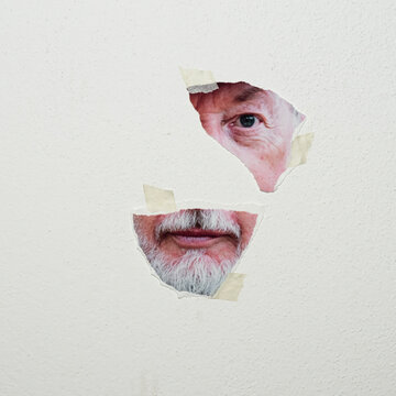Collage print senior man portrait