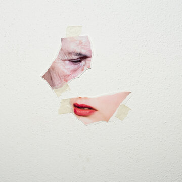 Collage time woman portrait