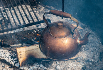 old kettle on a fire