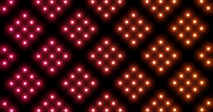 Render with yellow-red glowing squares on black