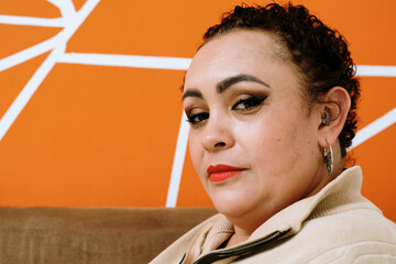 Portrait of a mature woman with short hair