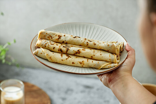 Crepes with chocolate.