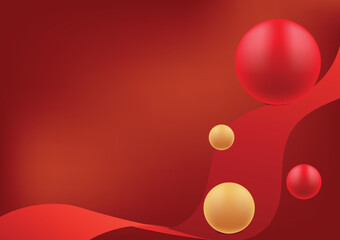 Luxury background with gold ribbon element and 3d ball decoration