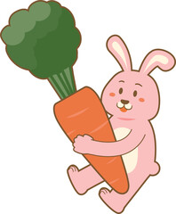 Rabbit(pink) with carrot, 2023, Year of the Rabbit