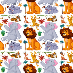 Animals wildlife seamless pattern
